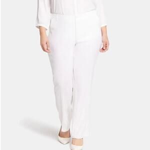 NYDJ Marilyn Straight Pants In Plus Size In Stretch Linen White Size 20